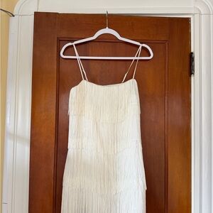 Abercrombie & Fitch Strapless Cream Fringe Dress